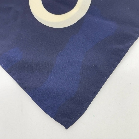 Chanel Navy White Mademoiselle Gripoix Silk Scarf - Picture 11 of 16